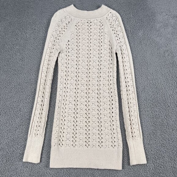 Free People Cream Tunic Open Cable Knit Sweater Sz Small - Picture 2 of 4